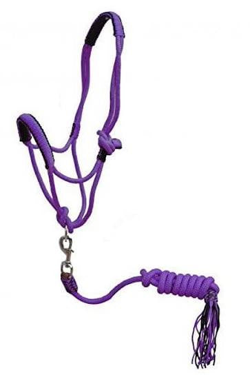 Braided nylon cowboy tie halter with lead pony