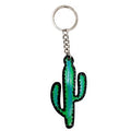 2-1/2" H x 2-1/2" W Cut-Out leather Cactus keychain