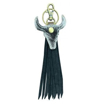 Hair on hide key chain with fringe