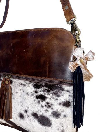 Hair on hide key chain with fringe