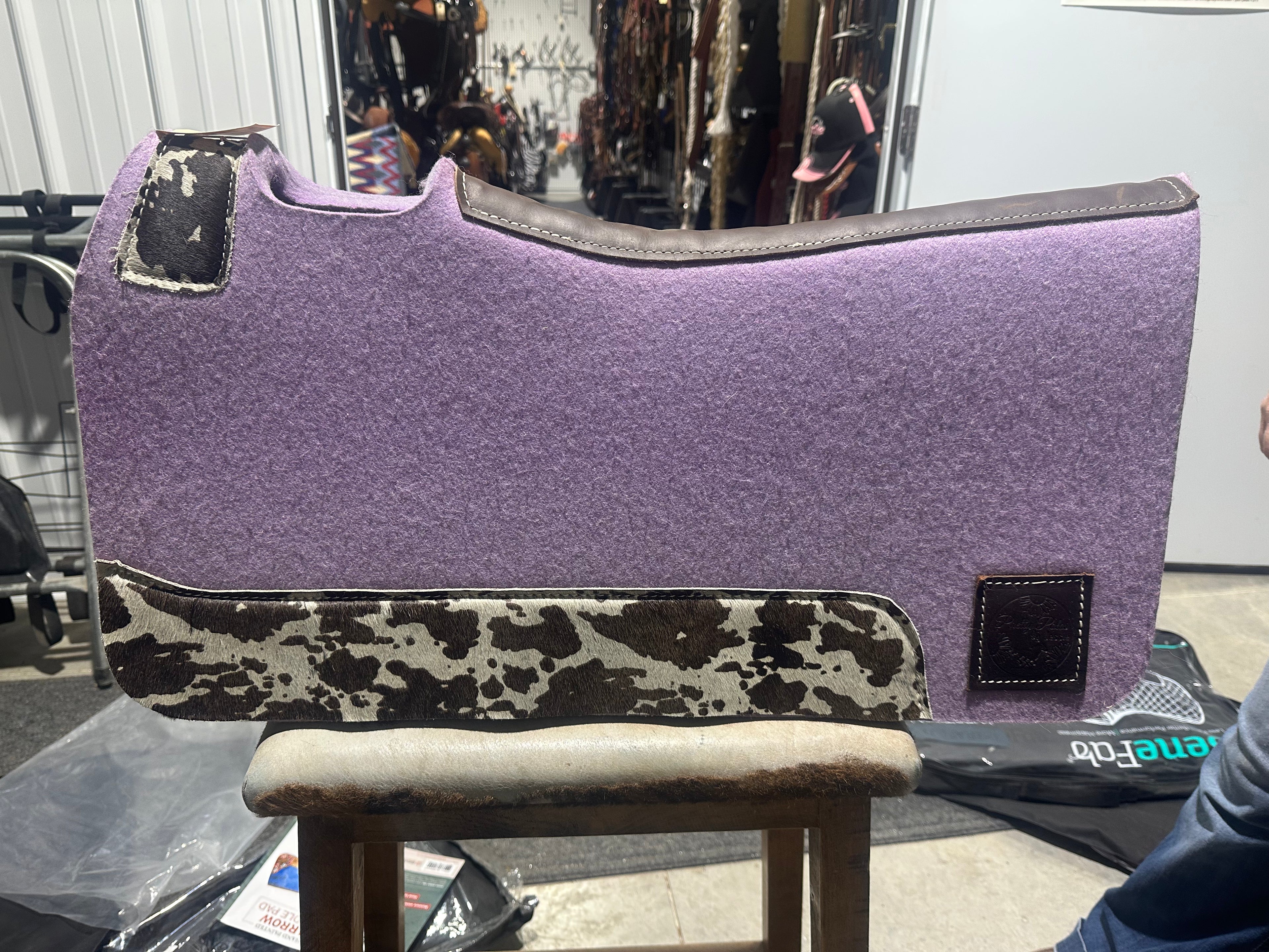 1” pretty polos by Jessie lilac with cowhide saddle pad