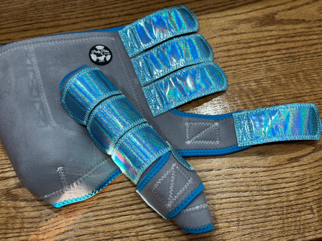 Pretty polos by Jessie graphite with turquoise holographic spots boots