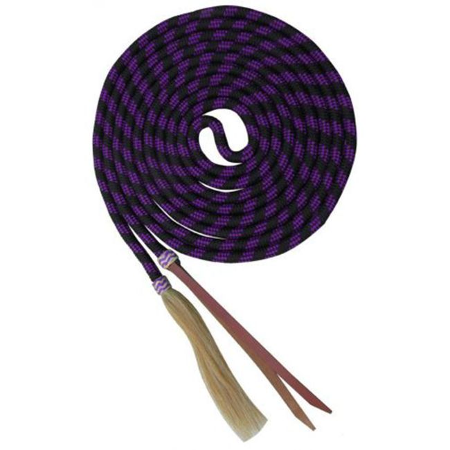 23’ nylon braided mecate rein with horse hair tassel