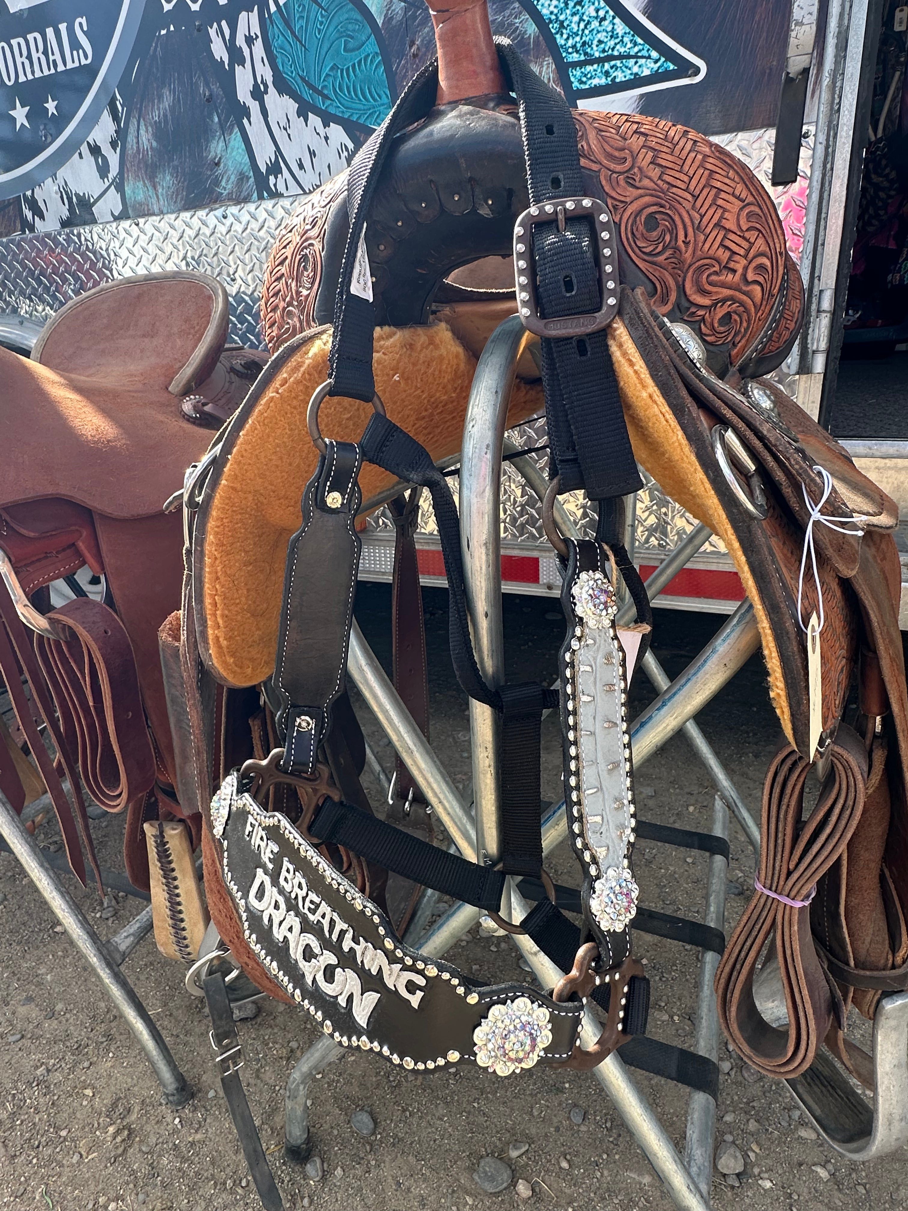 Heart K custom fire breathing dragon halter Montana made