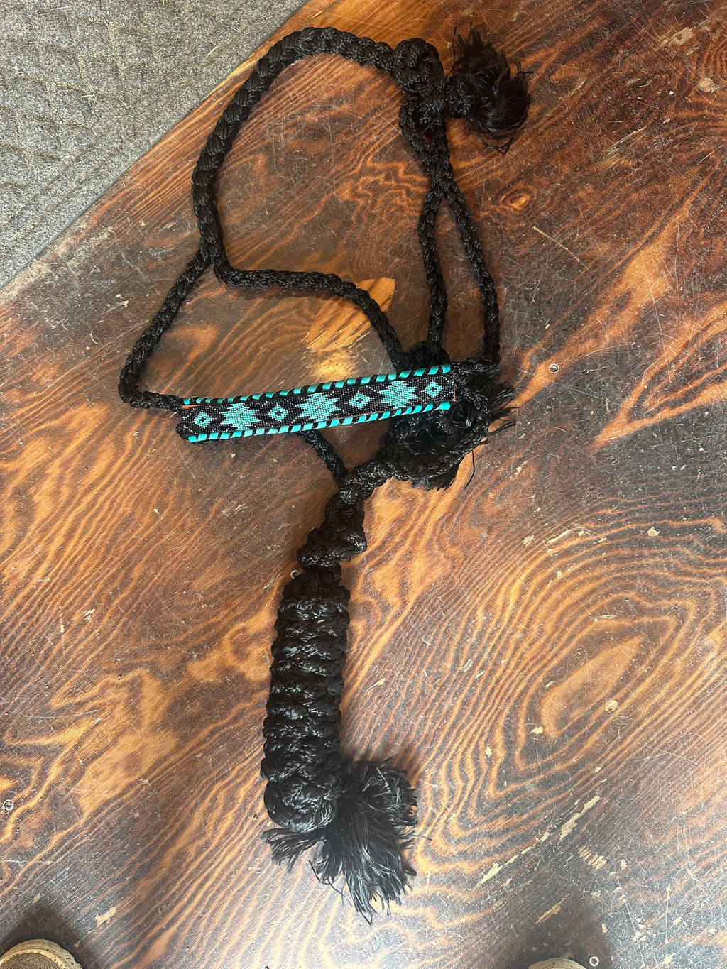 Designer mule tape halter with lead rope