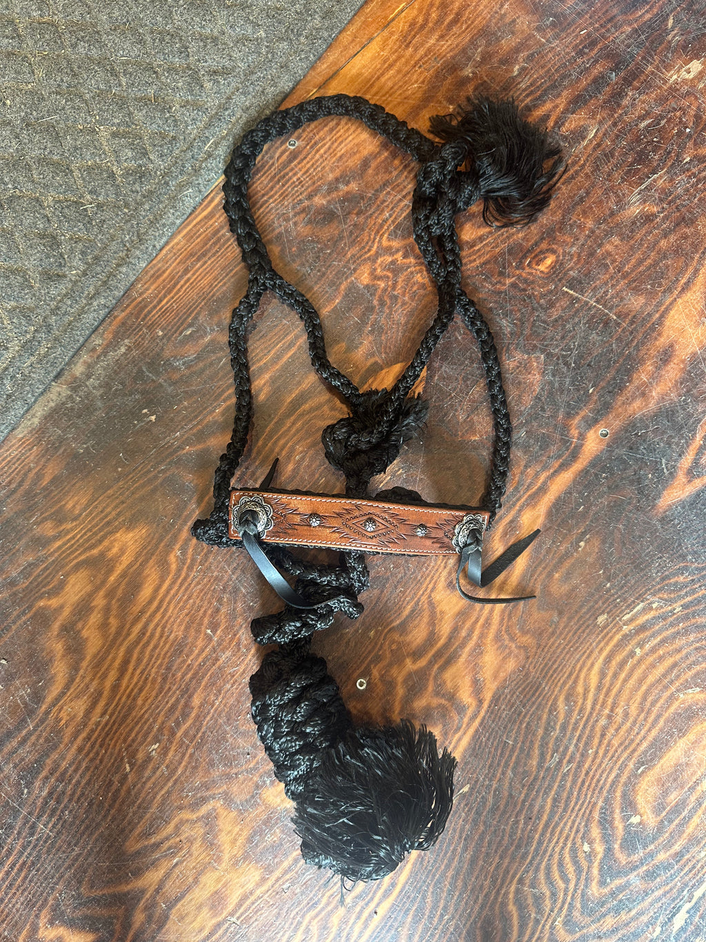 Designer mule tape halter with lead rope