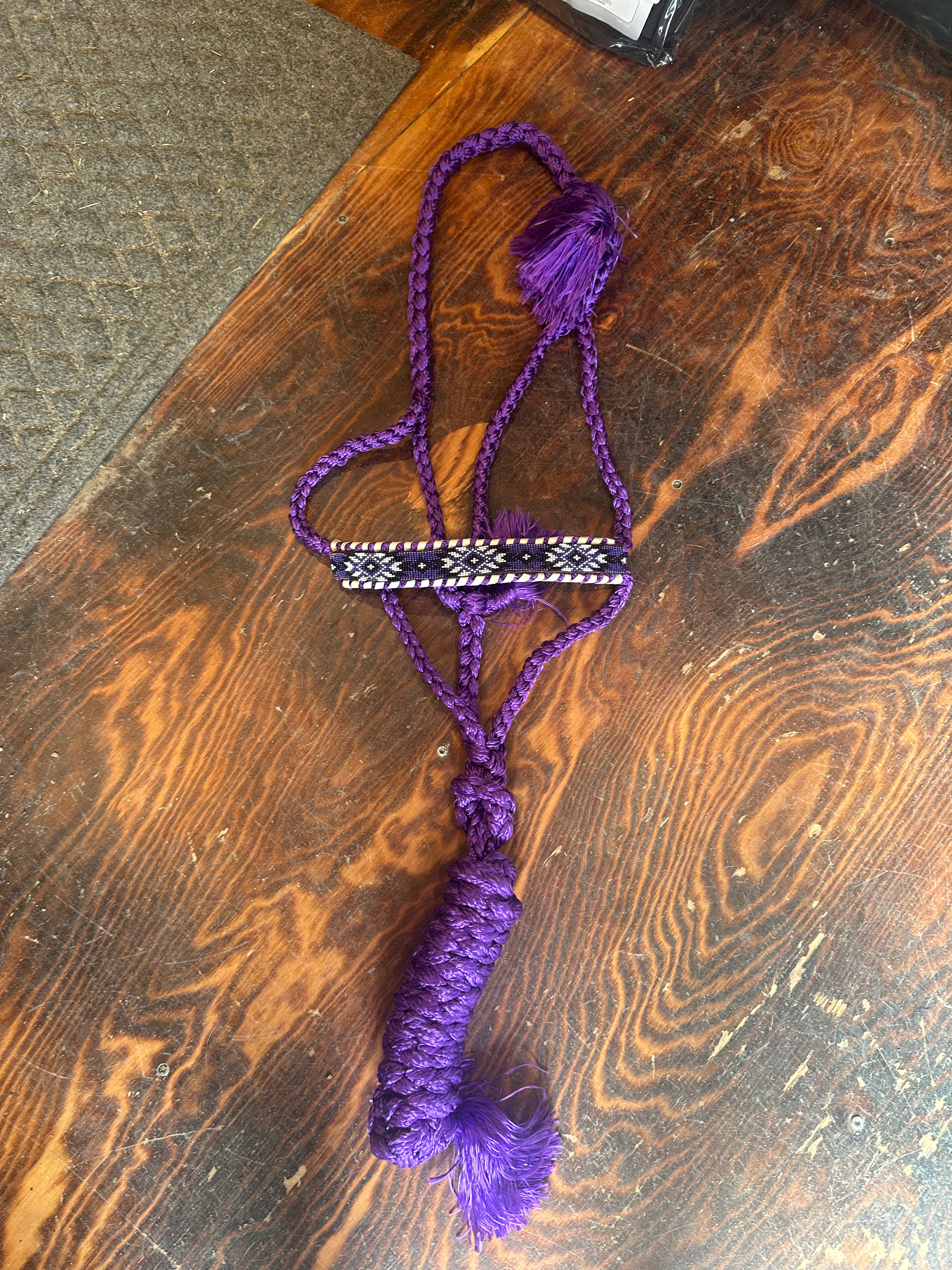 Designer mule tape halter with lead rope
