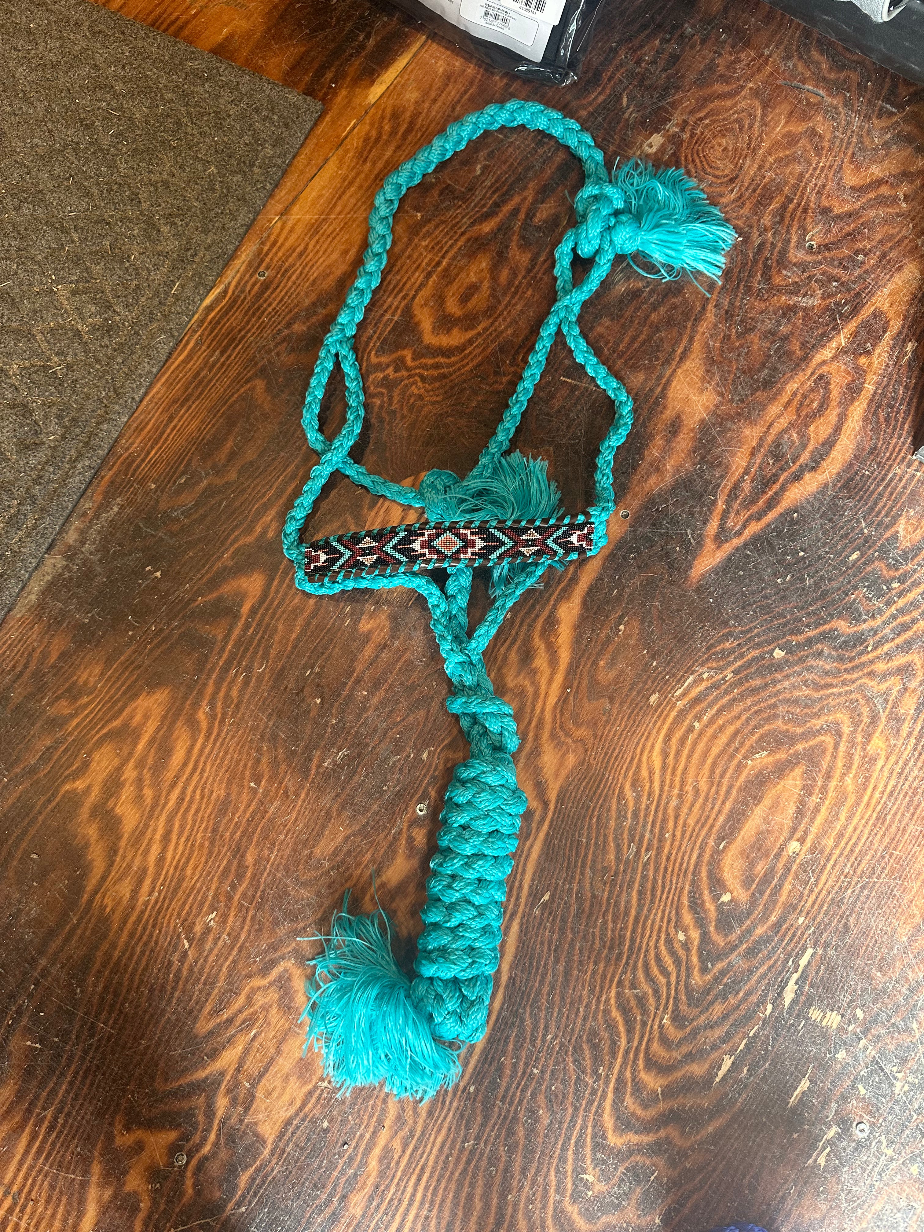 Designer mule tape halter with lead rope