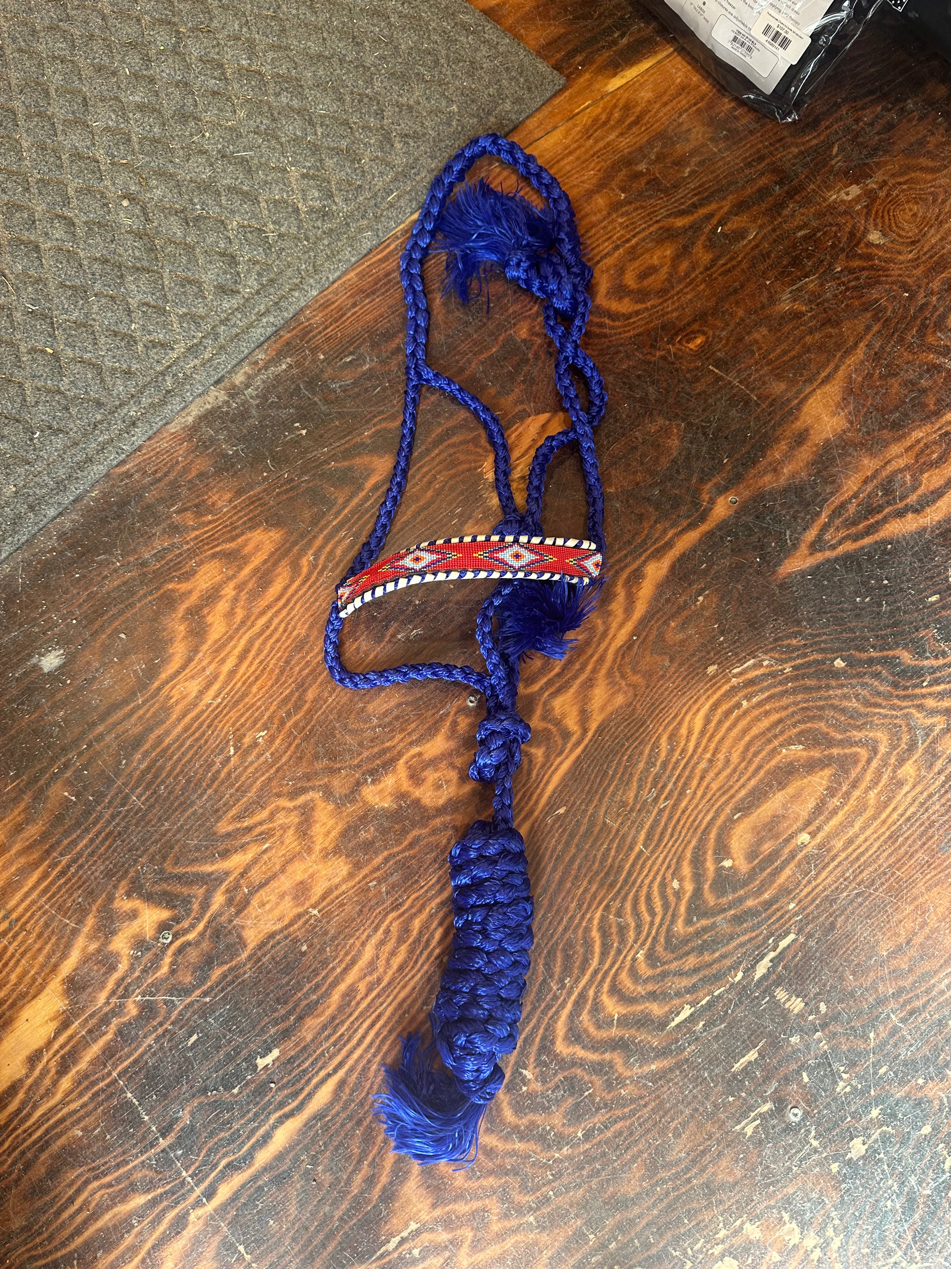 Designer mule tape halter with lead rope
