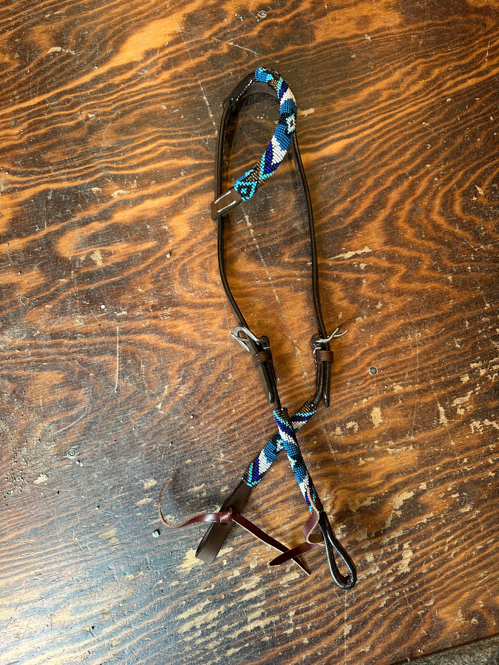 Beaded one ear leather Headstall