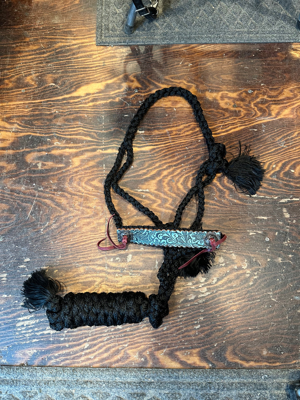 Designer mule tape halter with lead rope