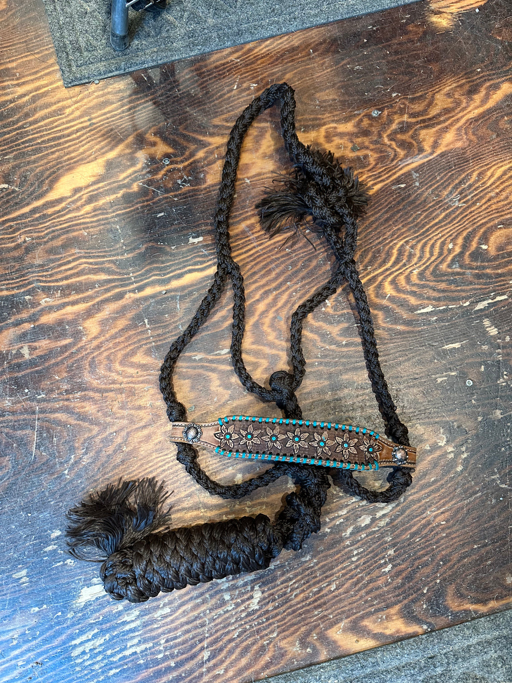 Designer mule tape halter with lead rope