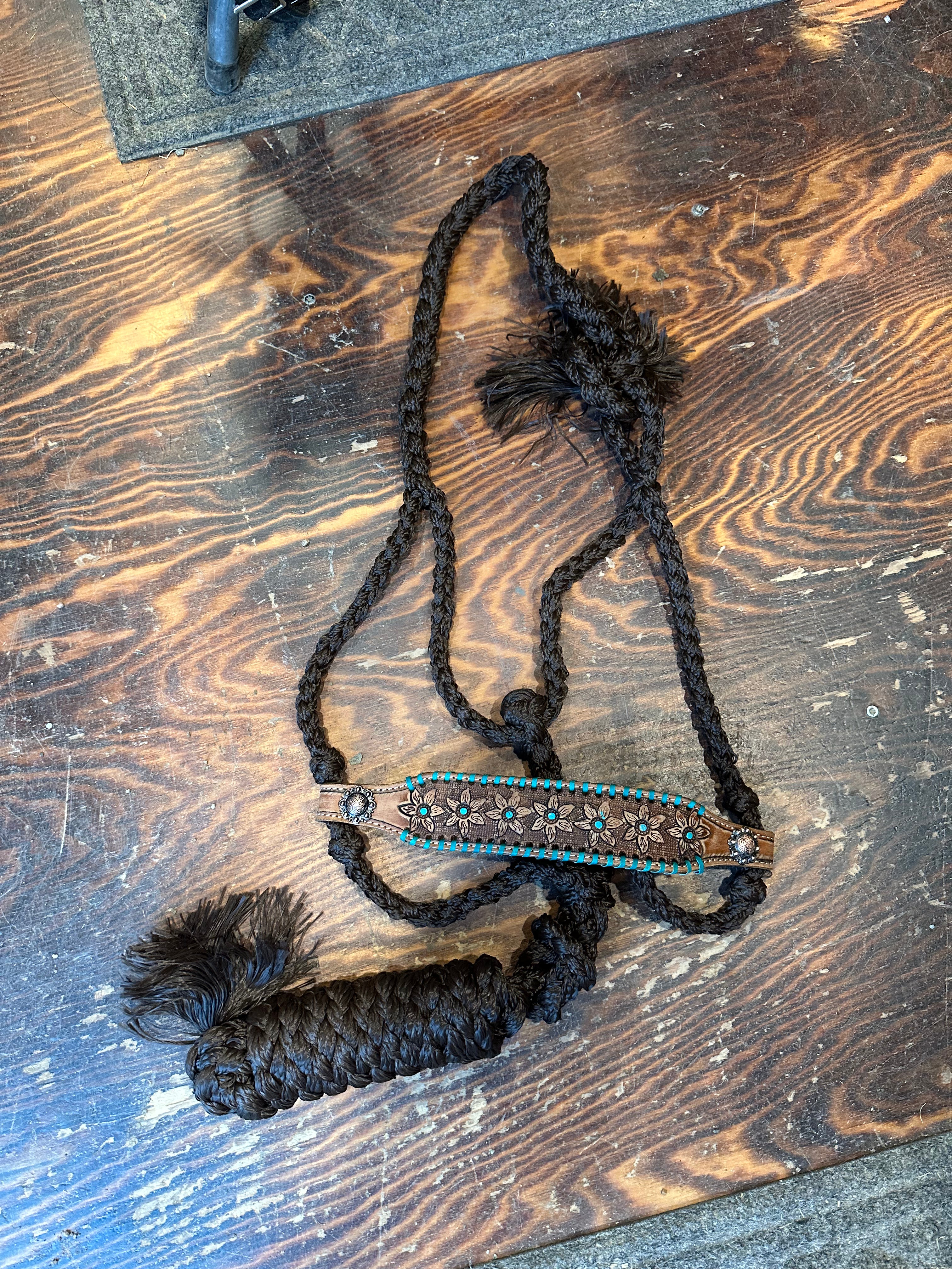 Designer mule tape halter with lead rope