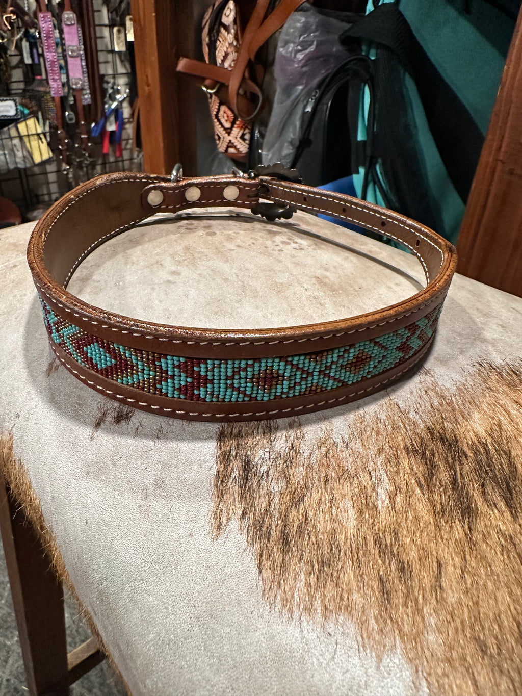Leather with design dog collars large