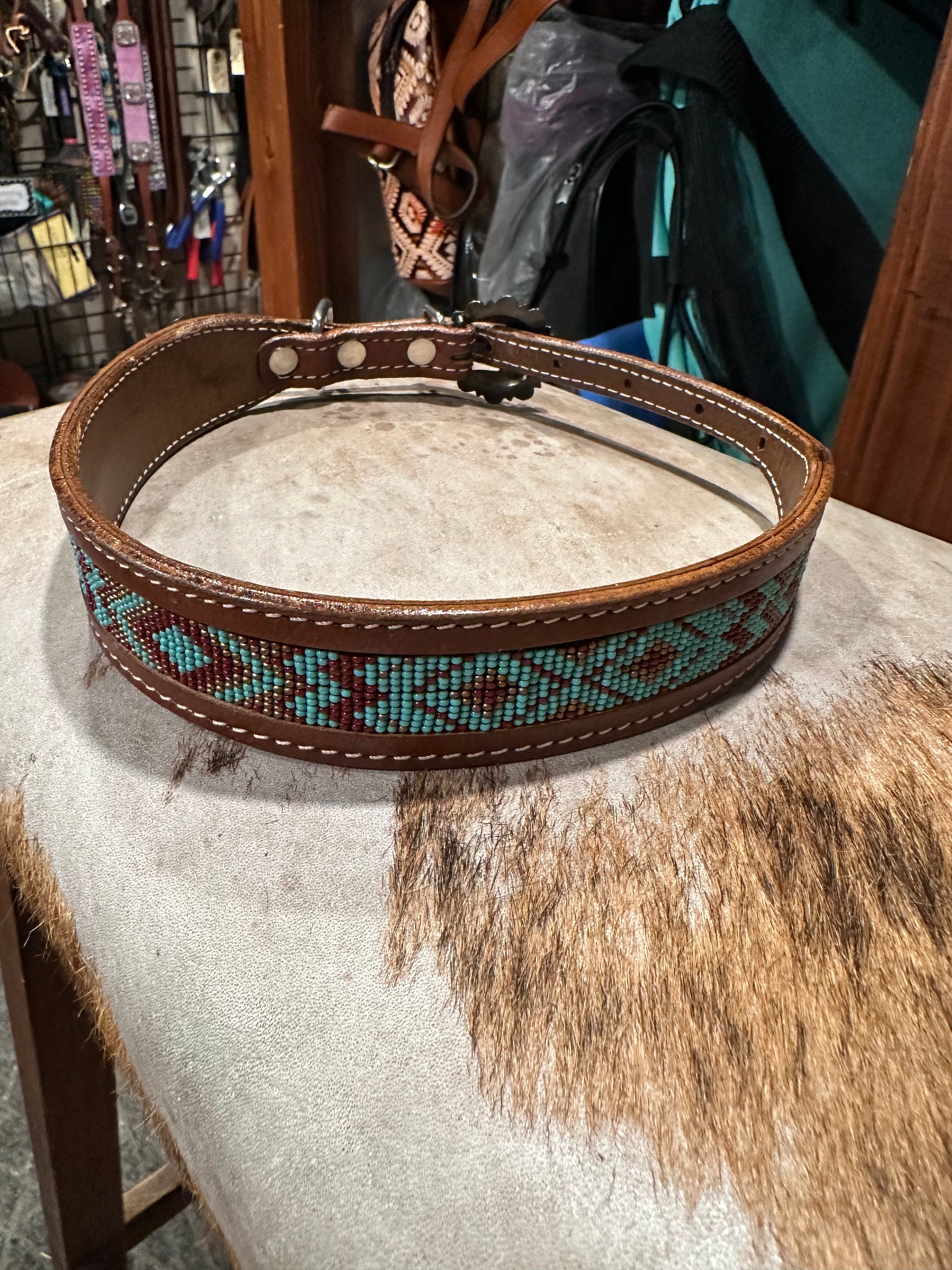 Leather with design dog collars large