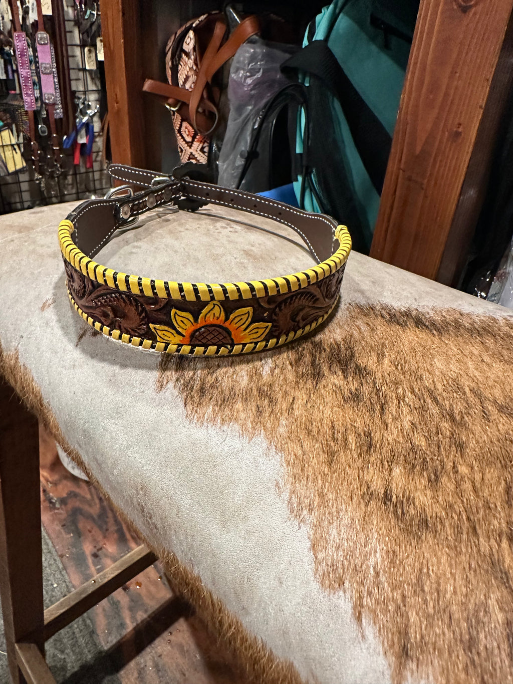 Leather with design dog collars large