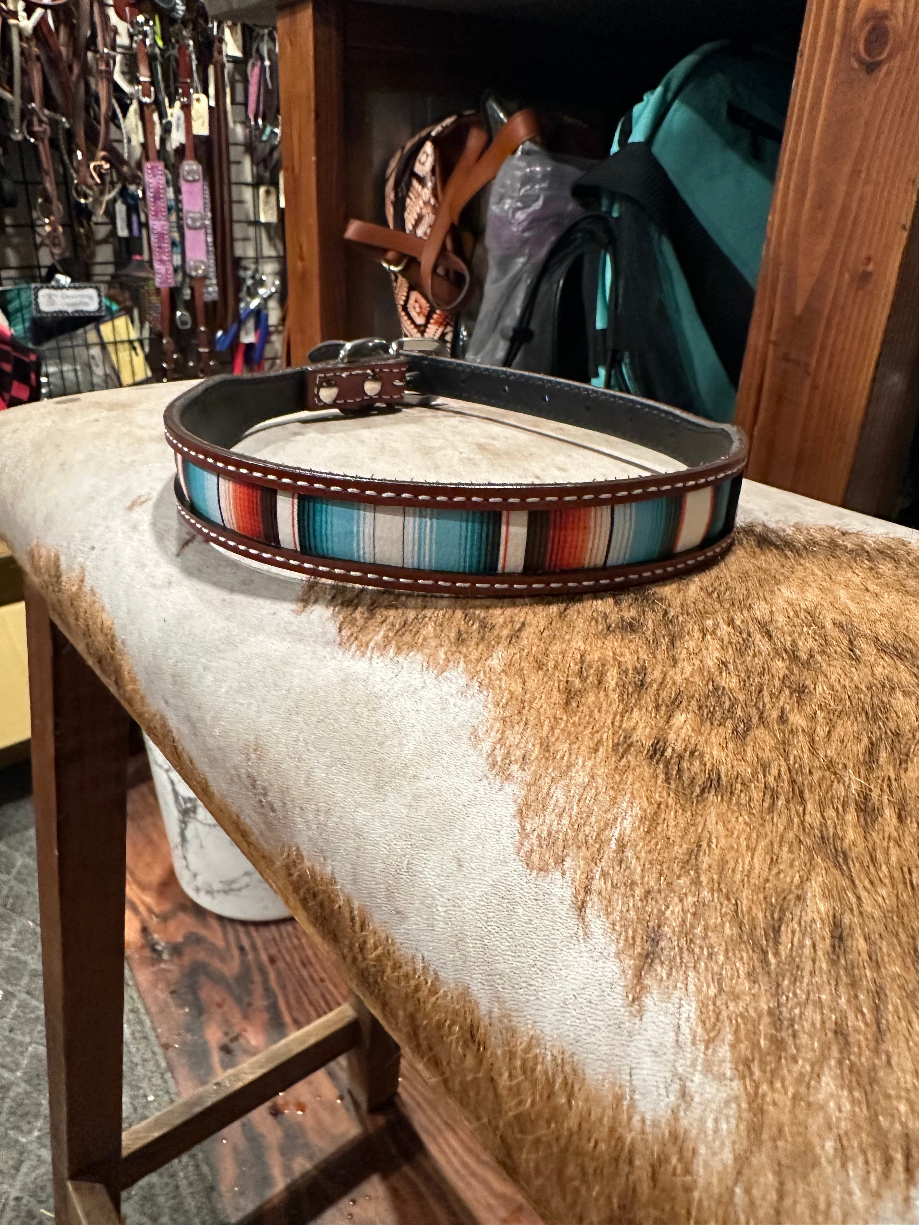 Leather with design dog collars large