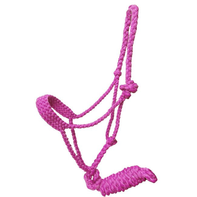 Braided mule tape halter with matching lead rope- pink