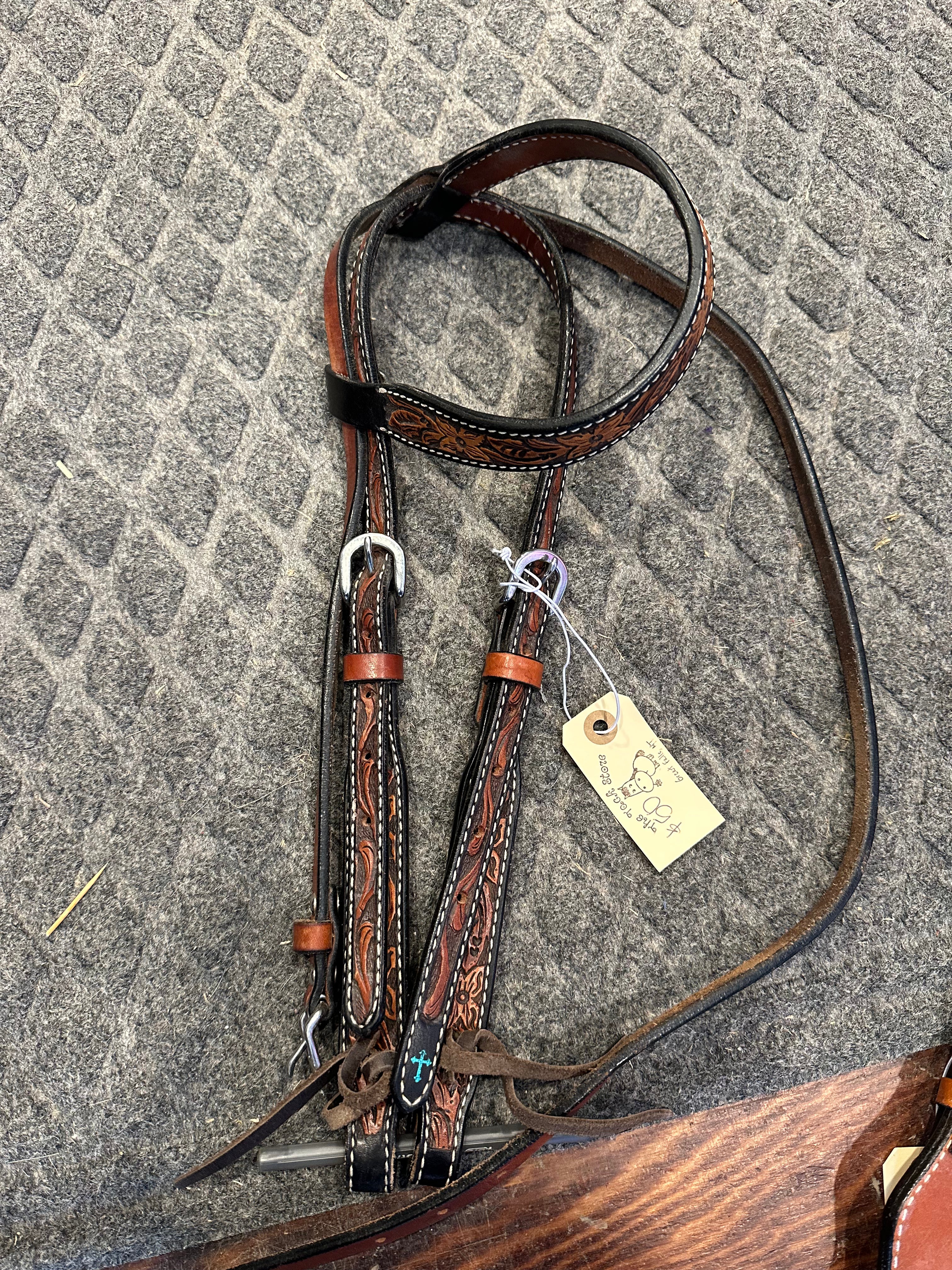 Turquoise cross one ear headstall