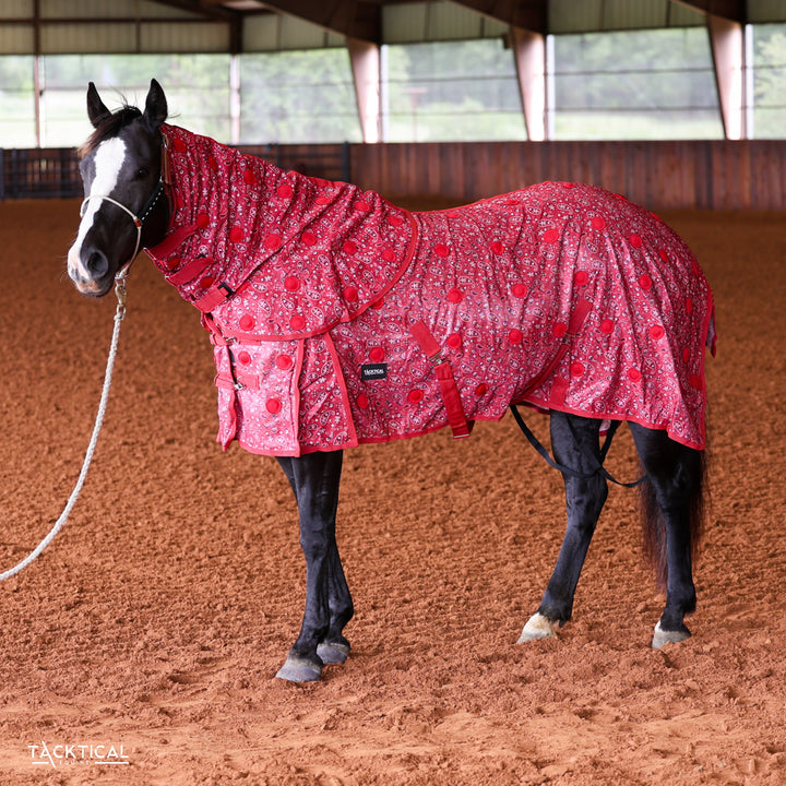 Tacktical red bandana magnetic therapy fly sheet with detachable neck