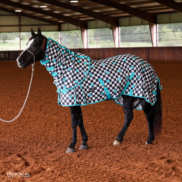 Tacktical finish line magnetic therapy fly sheet with detachable neck
