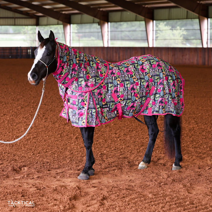 Tacktical western neon magnetic therapy fly sheet with detachable neck