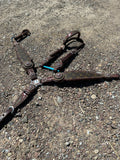 Custom crown leather LV headstall & breast collar set