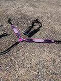 Custom black & pink gems LV headstall & breast collar set