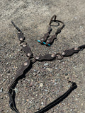 Floral tooling ring headstall & breast collar set