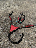 Red gladiator plate headstall & breast collar set