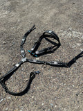 Black with white buckstitch headstall & breast collar set