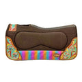 Klassy Cowgirl 28”x30” brown felt saddle pad with floral painted accents and shock absorption