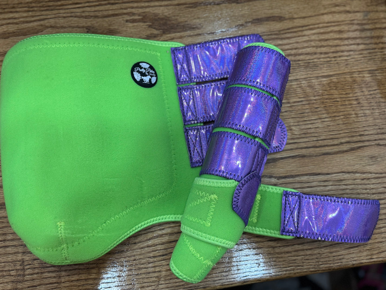 Lime with purple glitter strap large fronts Pretty Polos by Jessie