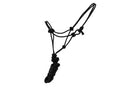 Large pony/ yearling adjustable cowboy knot halter with matching lead BLACK