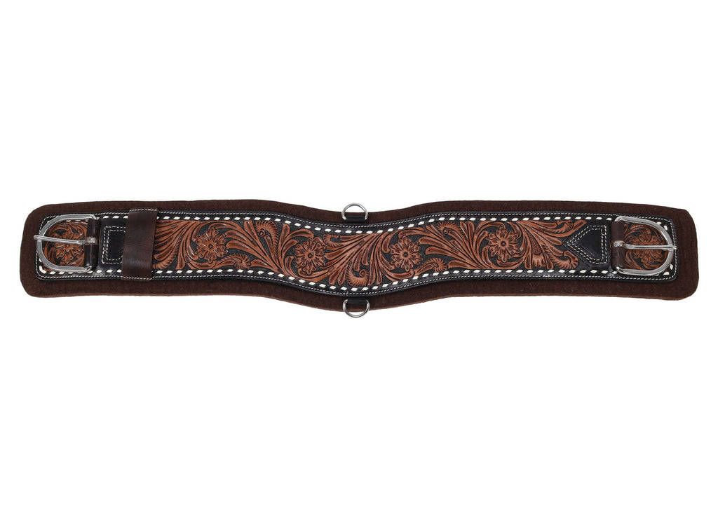 Contoured felt bottom girth with Velcro stick & peel