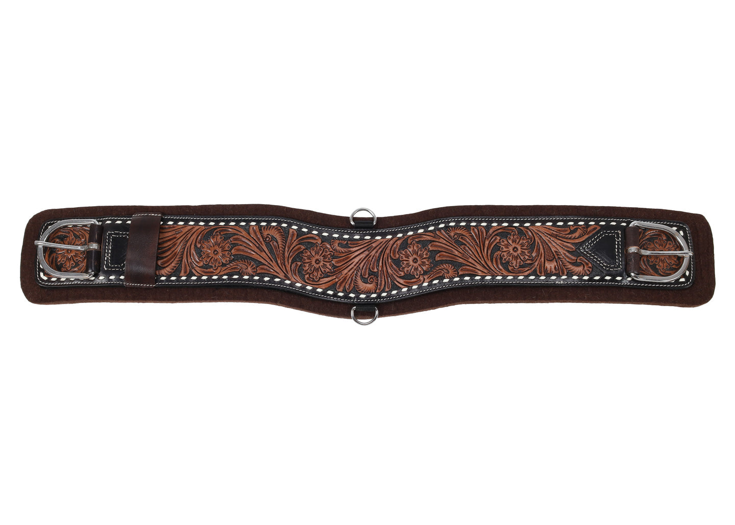 Contoured felt bottom girth with Velcro stick & peel